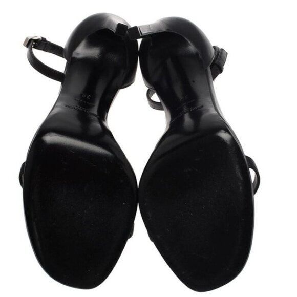 BRAND NEW Saint Laurent Paris Black Leather Jane Ankle Strap Sandals heels sz 39 - Picture 6 of 6
